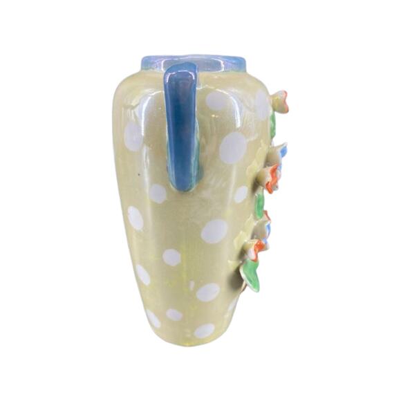 Vintage Hand Painted Lusterware 3D Floral Vase, Japan, 6" Tall - Picture 3 of 9